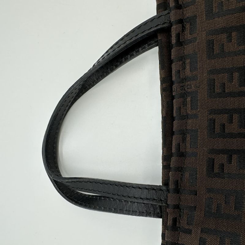 Fendi 2454 8n0000 Handbag Mini Bag Zucchino Canvas Leather Brown Women Men