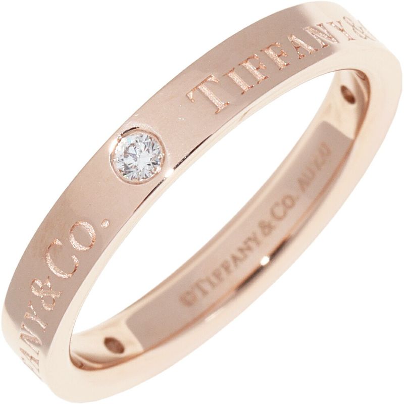 Tiffany & Co Ring 18K Pink Gold Diamond 3P (007ct) T&CO Band Ring With Flat