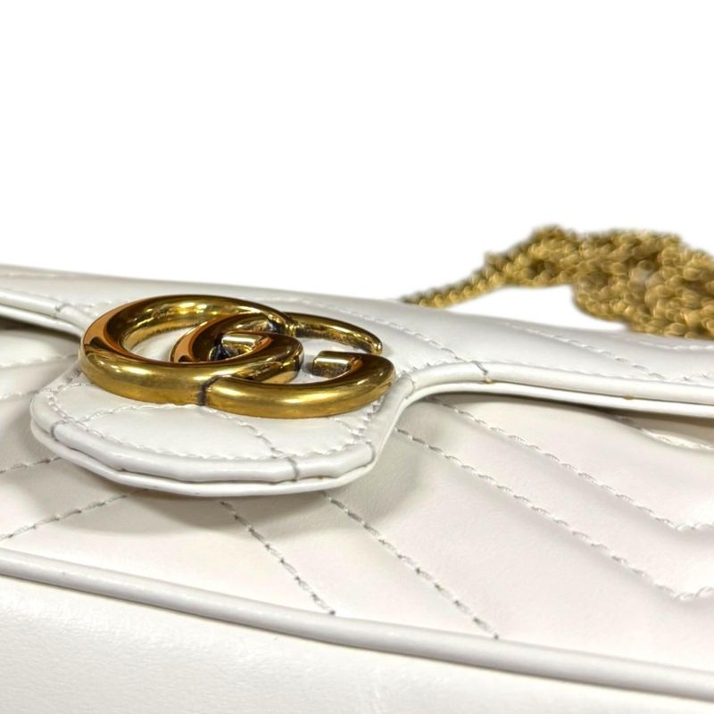 Gucci GG Marmont Shoulder Bag Leather 476433 White Ladies Gucci  Gucci