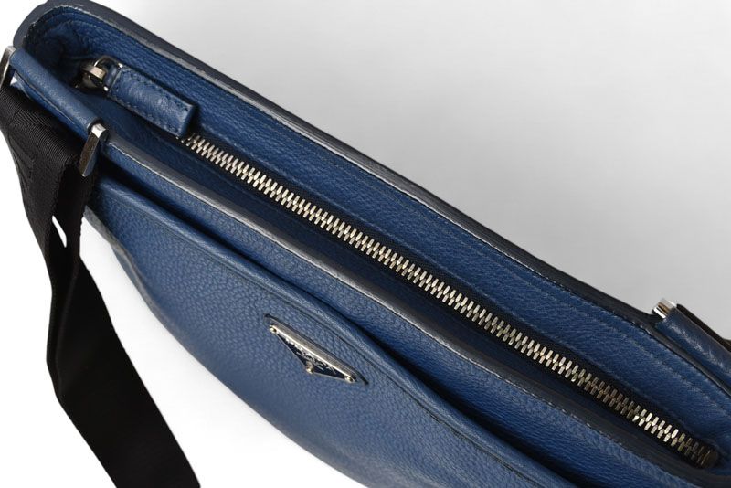 Prada Shoulder Bag Prada Cross Body Bag Vitello Daino Deerskin Navy Triangle