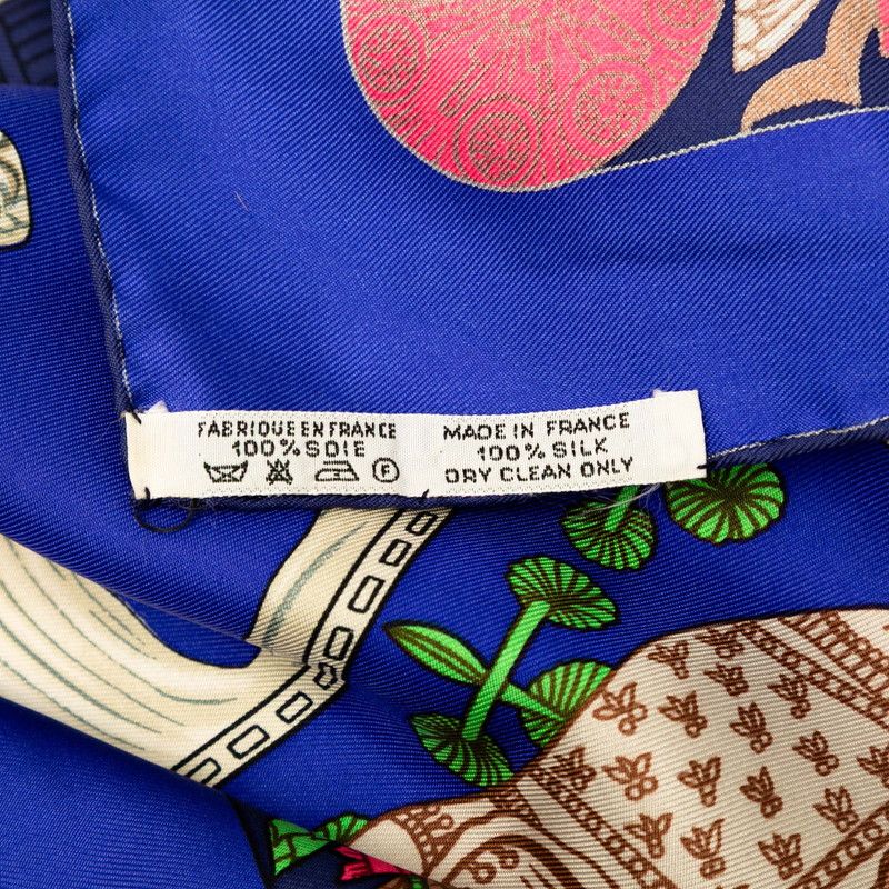 Hermes Carre 90 Torana Blue Multicolor Silk Women Hermes