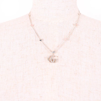 Gucci 527399 Double G Mother Of Pearl Necklace Ag925 Silver Pink With Box And