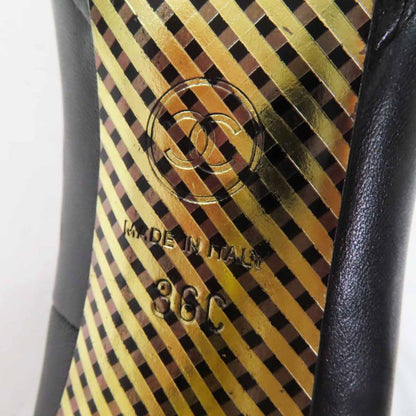 CHANEL G28461 Beautiful Legs Coco Mark Stitching Round Toe Leather Pumps 12cm