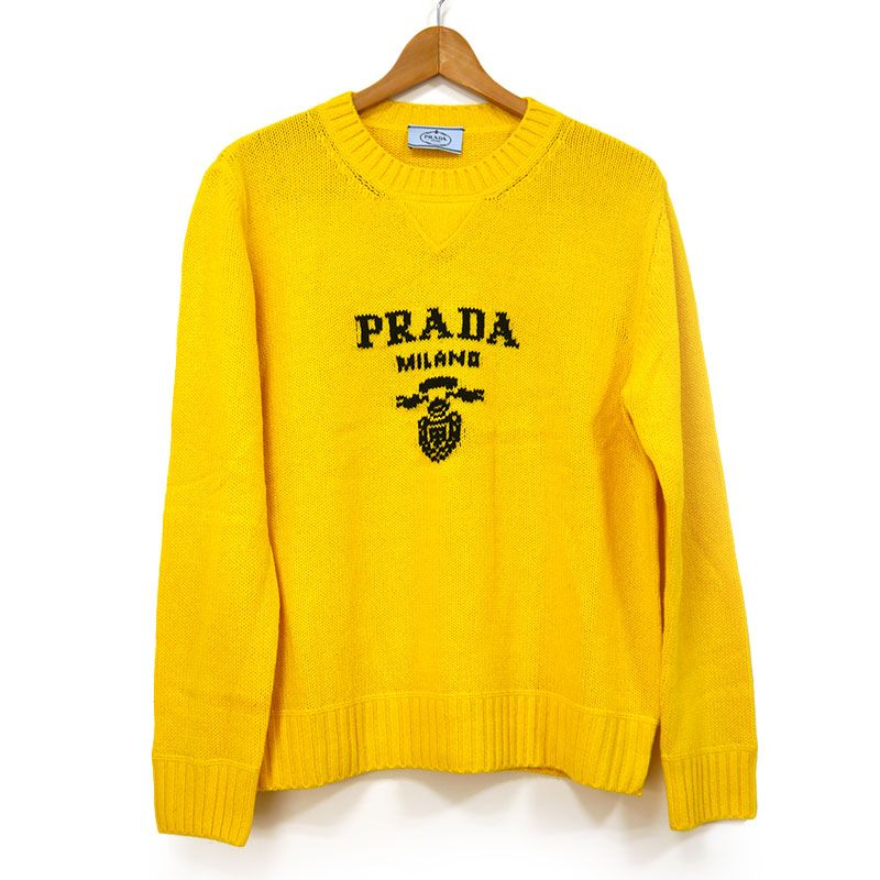 Prada Front Logo Sweater Knit P24g1v 42 Yellow