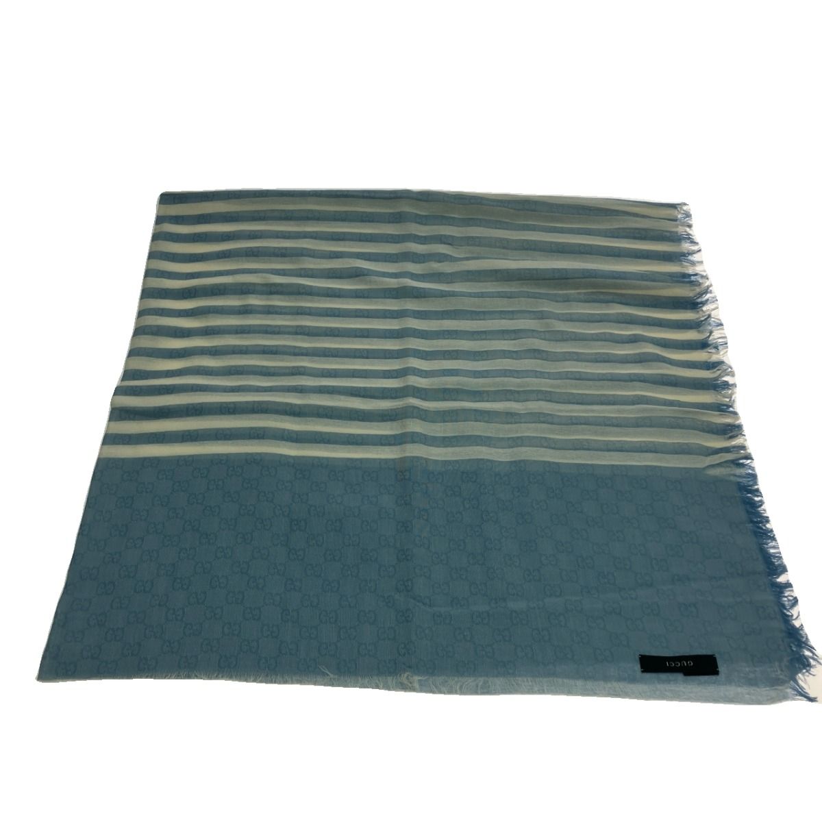 Gucci Striped Cotton Stole Sky Blue X White