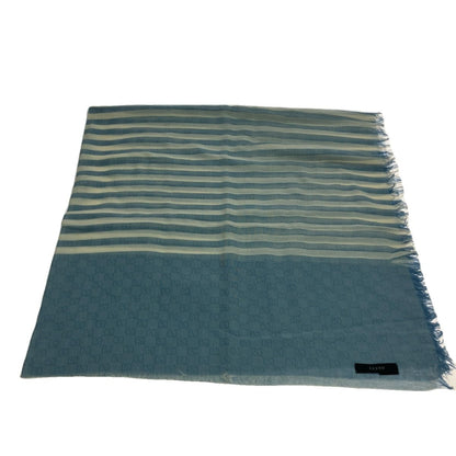 Gucci Striped Cotton Stole Sky Blue X White