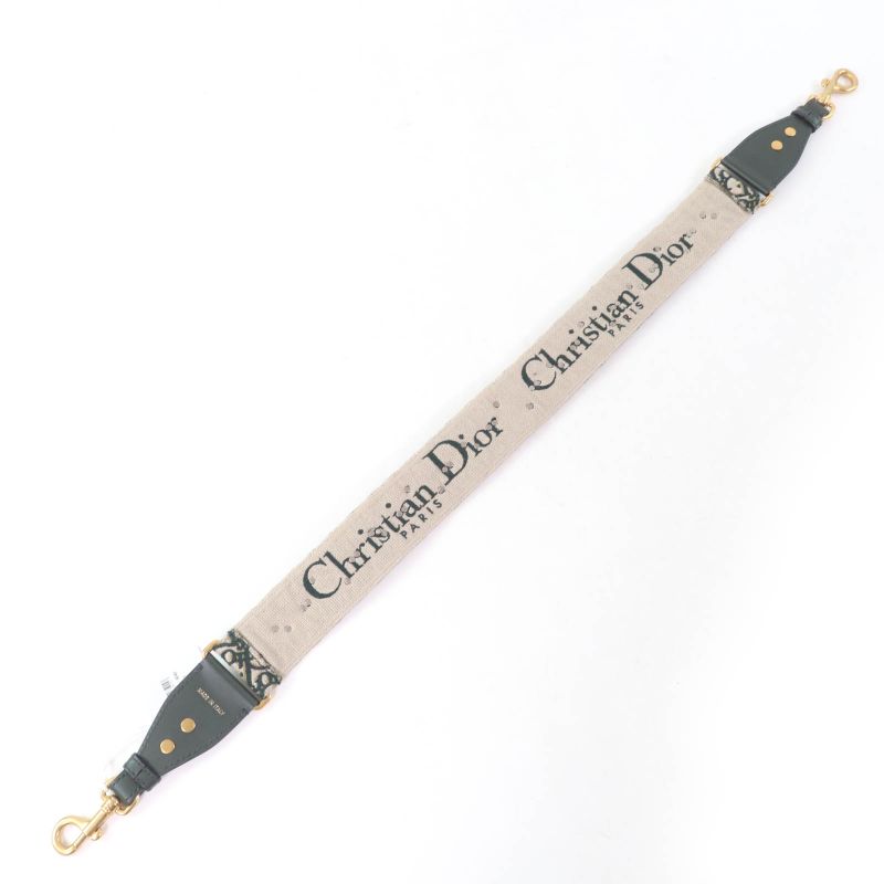 Christian DIOR Embroidery Shoulder Strap Oblique Greenish Women