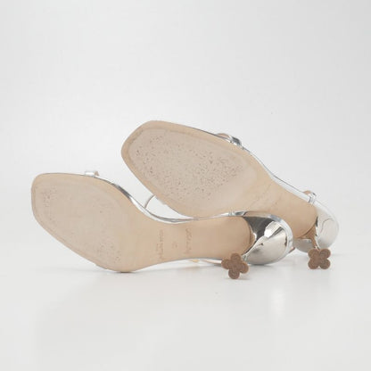 2023Louis Vuitton Sandals Size 40 LV Volt Flower Heel Ankle Strap Silver