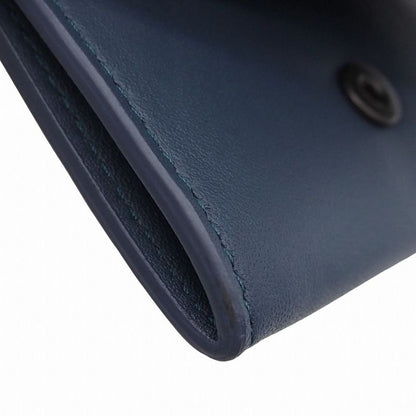 Bottega Veneta Intrecciato Calfskin Black Deep Blue Folding Coin Purse Coin