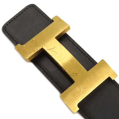 Hermes Belt Constance H #75 Box Calf Vaux Epson Black X Etang #75 Gold Hardware