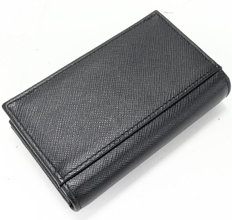 Prada Business Card Holder With Card Case Depth Saffiano Metal Calf Nero