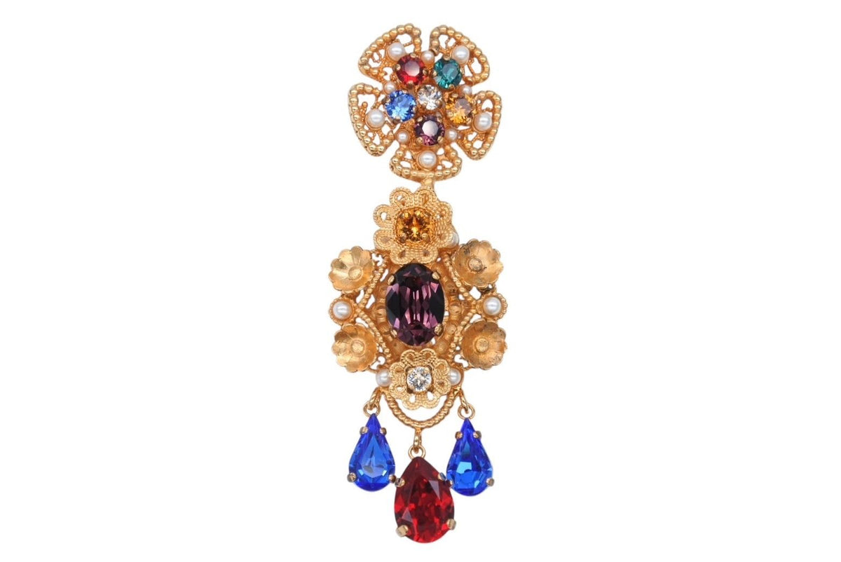 Dolce & Gabbana Earrings Brass Faux Pearl Rhinestone — view 6