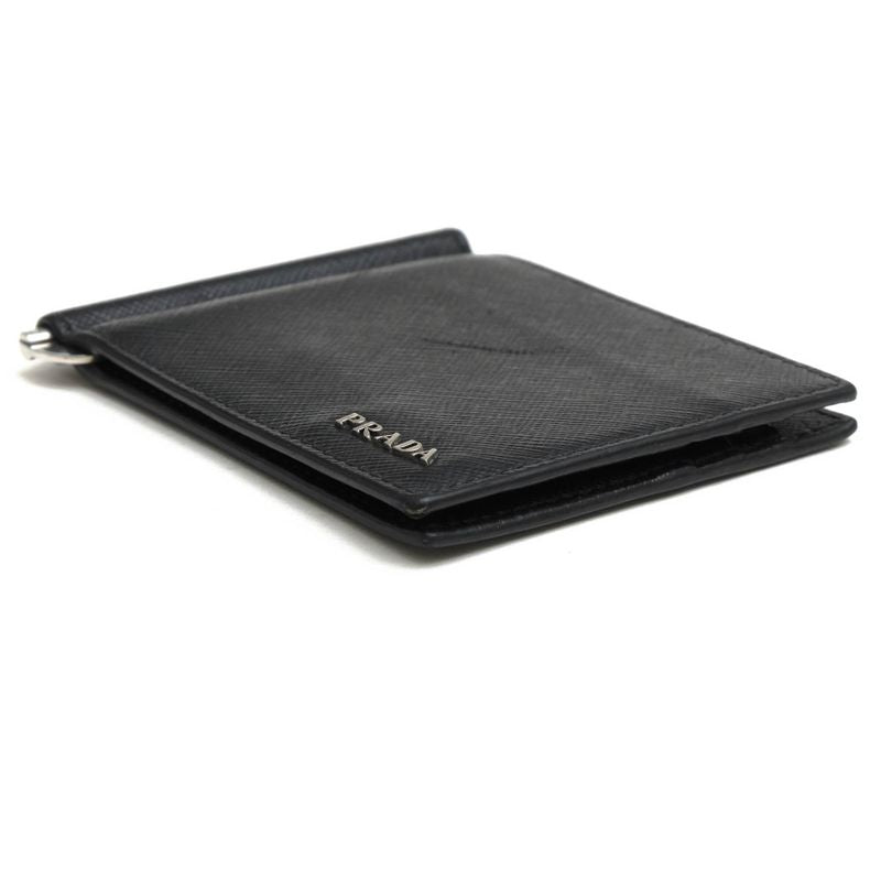 Prada Wallet Men Wallet Leather Genuine Black 2mn077 Saffiano Bicolo Money Clip
