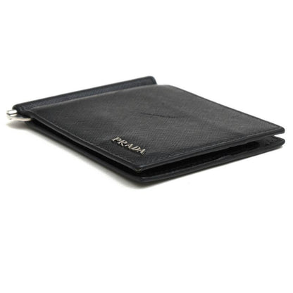 Prada Wallet Men Wallet Leather Genuine Black 2mn077 Saffiano Bicolo Money Clip