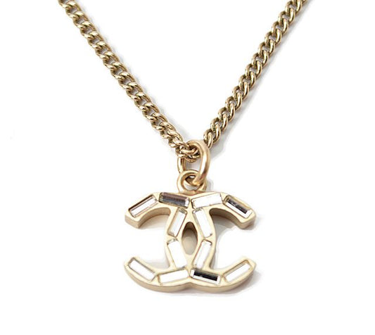 Chanel Necklace Pendant Coco Mark CC Rhinestone Gold 230716