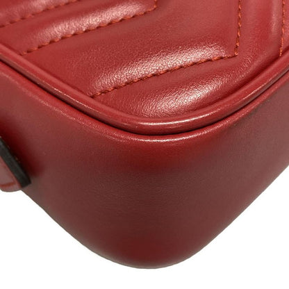 Gucci Shoulder Bag GG Marmont 448065 Red Chain Shoulder Leather