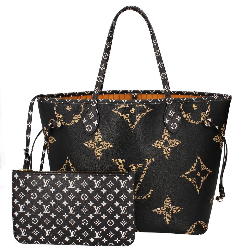 Louis Vuitton Neverfull MM M44676 Monogram Jungle Women's Tote Bag Brown Orange