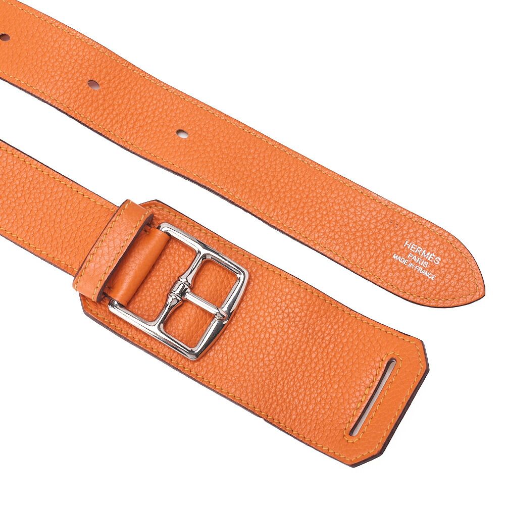 Hermes Gipsyère 34 Shoulder Bag Taurillon Clemence Orange And Jeanne (silver