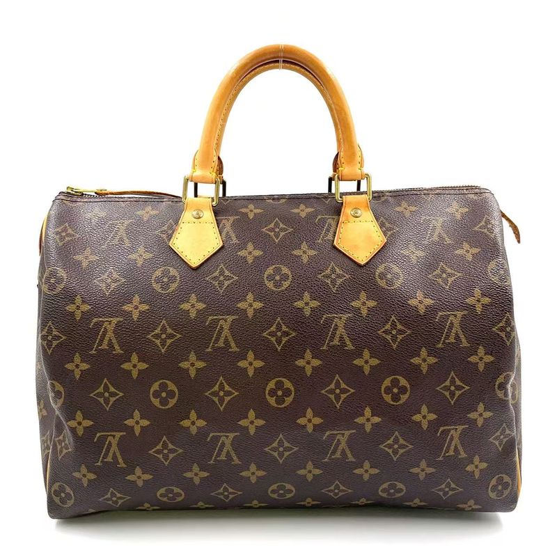 Louis Vuitton Speedy 35 Monogram Leather X PVC Brown Handbag Gold M41524