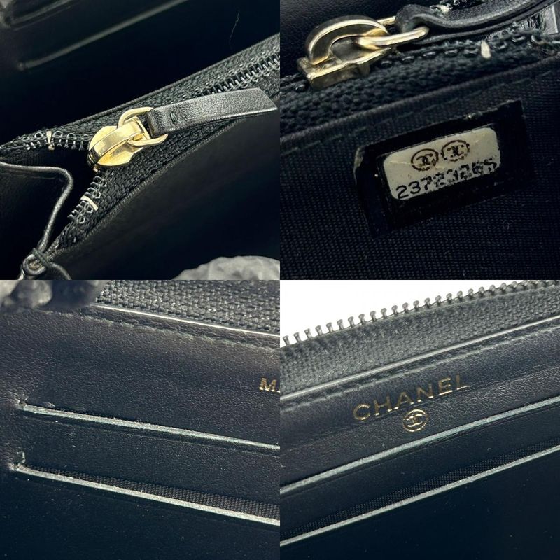 Chanel Coin Case Boy Chanel Round Zipper Caviar Skin Black Gold Hardware 23rd