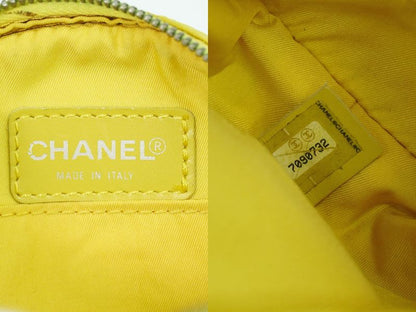 Authentic Chanel Coco Mark New Travel Line Pouch Small Pouch Nylon Yellow New