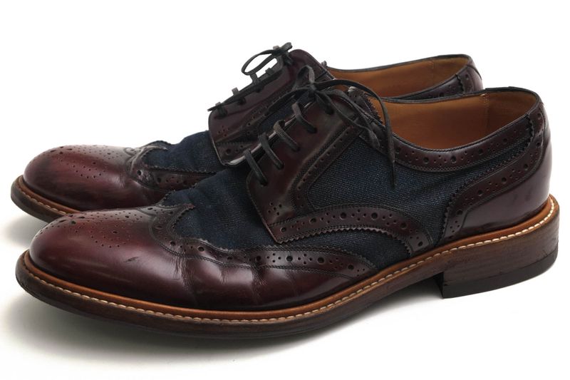 Louis Vuitton Shoes Business Shoes Business Men Cotton Canvas Leather Red Brown