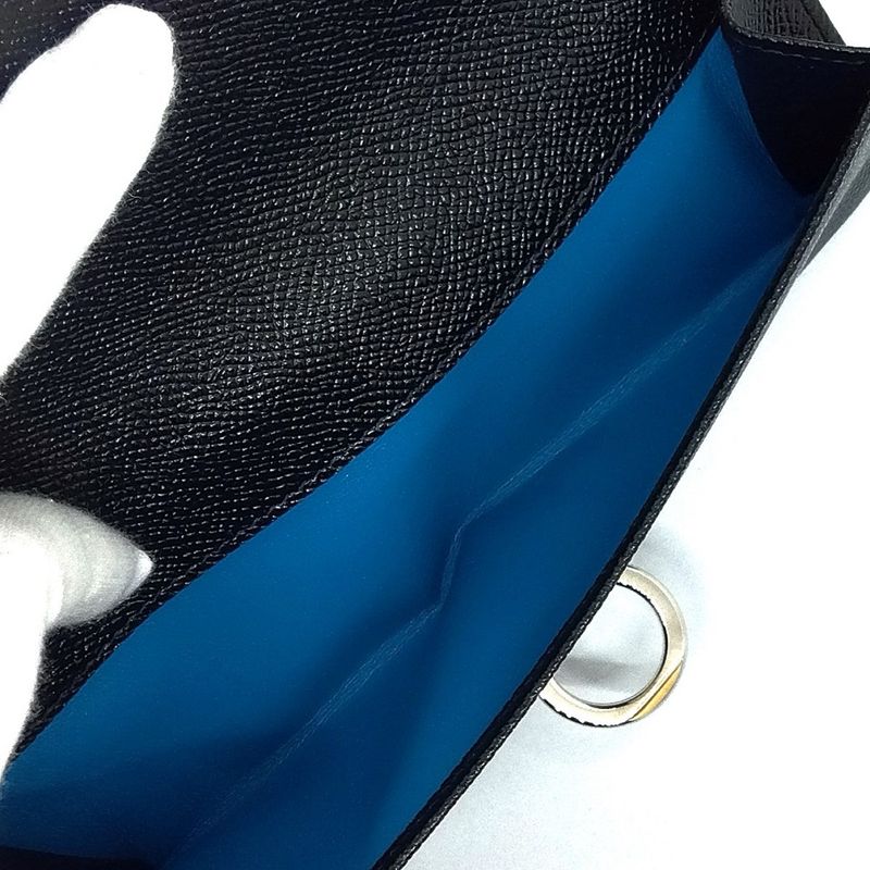 Bvlgari Logo Clip W Hook Long Wallet Long Leather 30416 Black NFC Tag