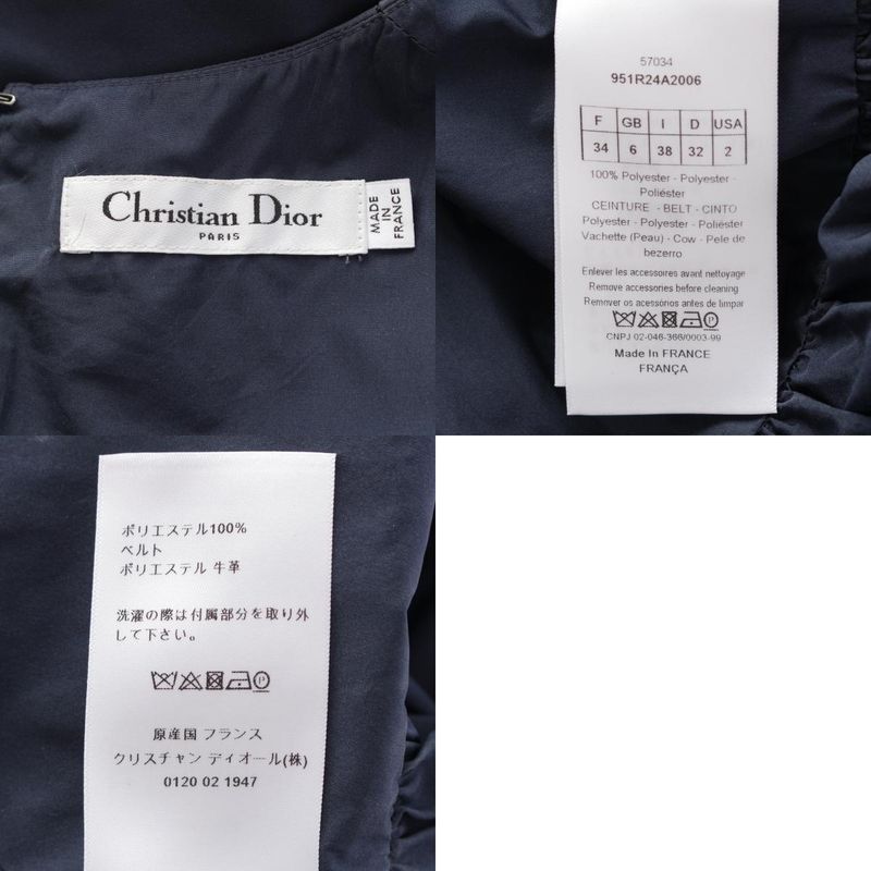 Christian Dior 19 Years Flared Sleeveless Dress With Belt Dress 951r24a2006