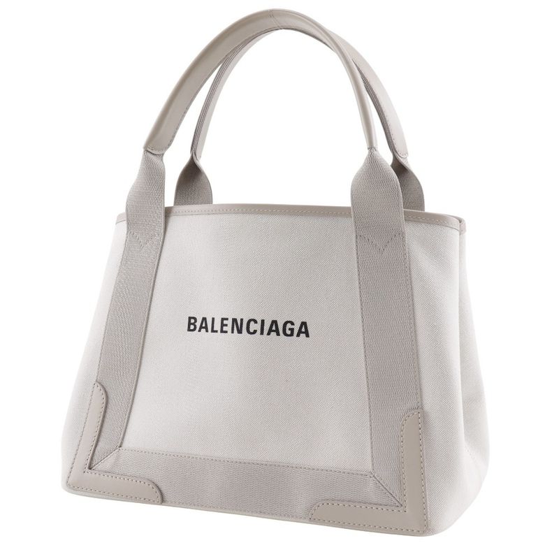 Balenciaga Navy Cabas S 339933 Canvas Light Grey Unisex Tote Bag