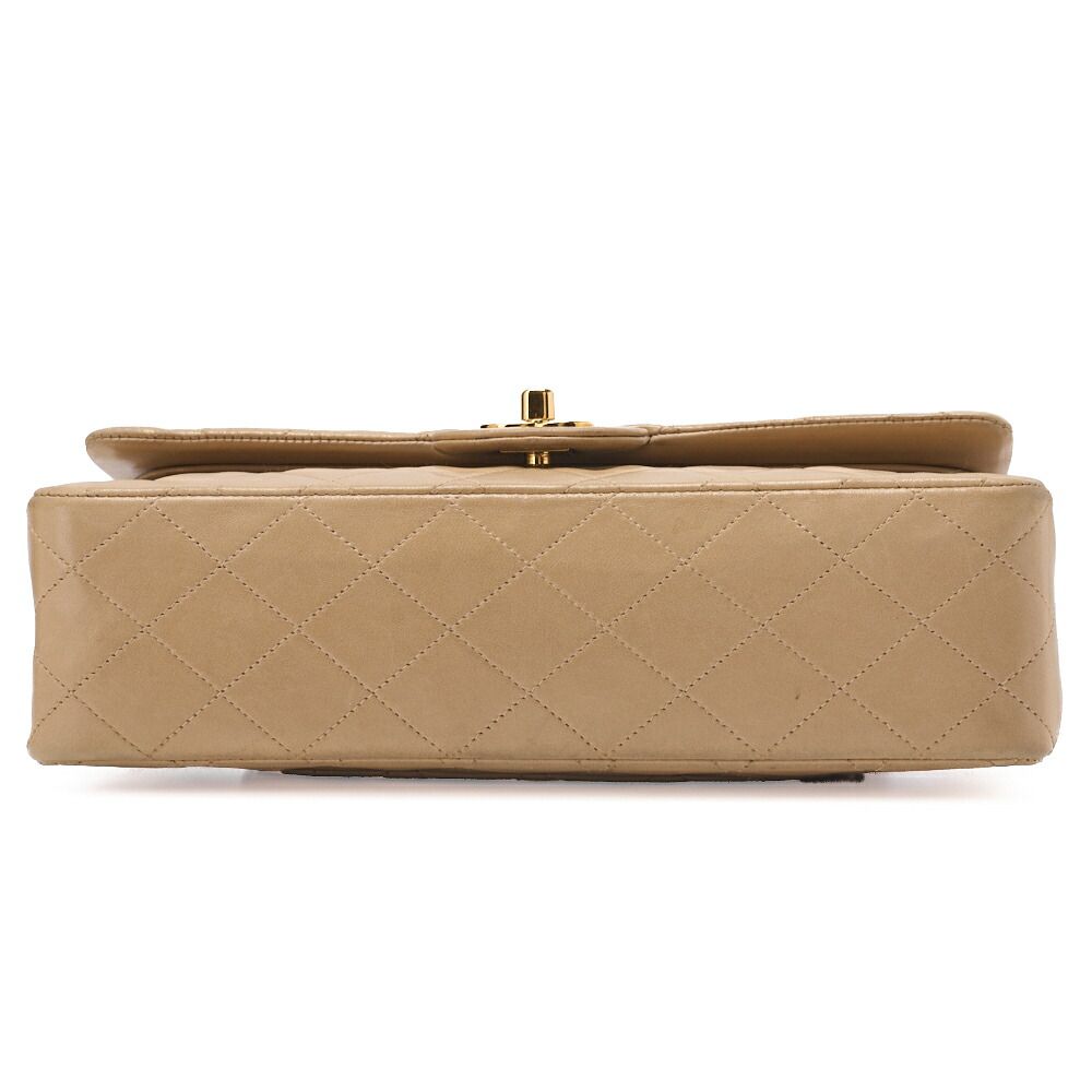 Chanel Chain Shoulder Bag Matelasse 25cm (984in) Double Flap Lambskin Beige