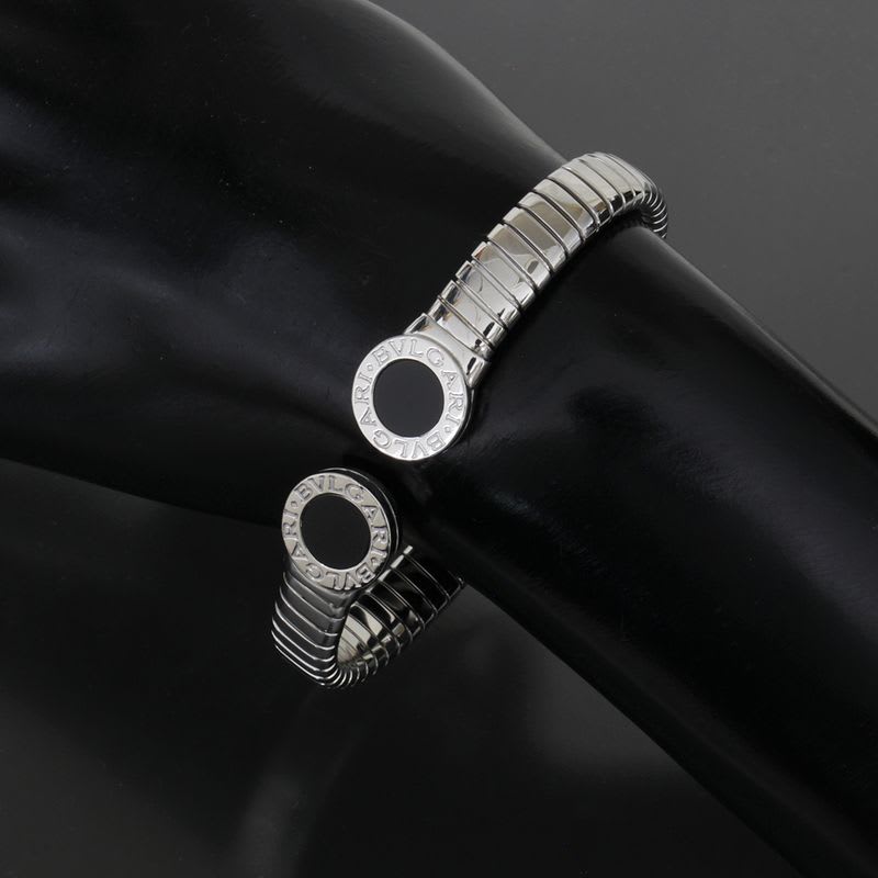 Bvlgari Tubogas Bangle Onyx 25.2 g SS Box E1645