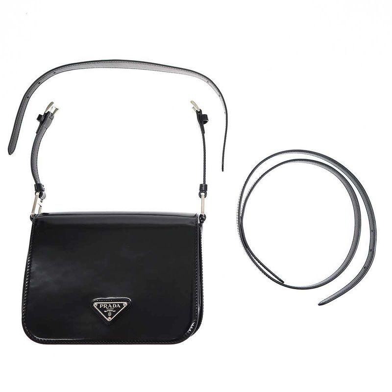 Prada Brushed Leather Shoulder Bag Black