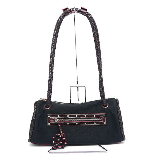 Loewe Semi Shoulder Bag Canvas And Leather Anagram Pattern Black And Brown