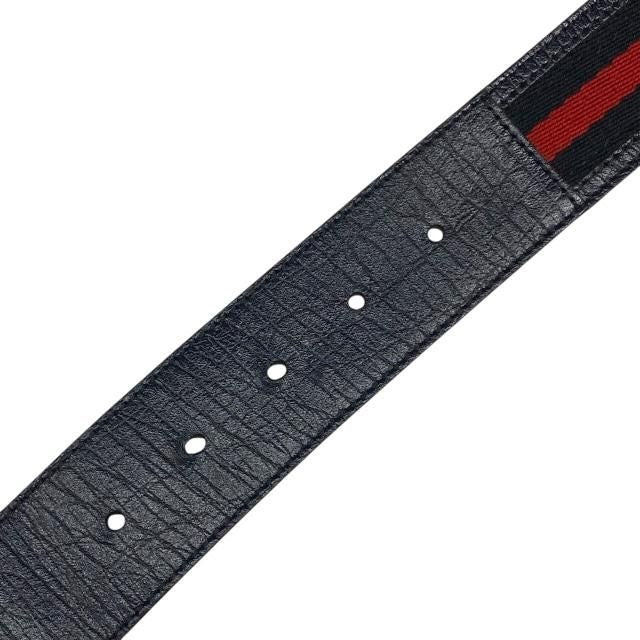 Gucci 114984 Belt Accessories Small Interlocking G Stripe Leather Canvas Navy