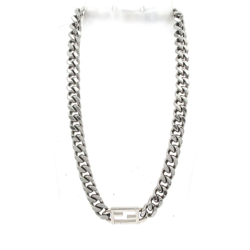 Fendi Necklace Baguette Silver Chain
