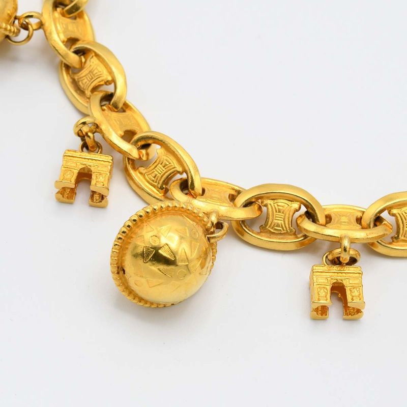 Celine Choker GP Star Ball Triumph Macadam Gold Color Approx 16.99g Necklace