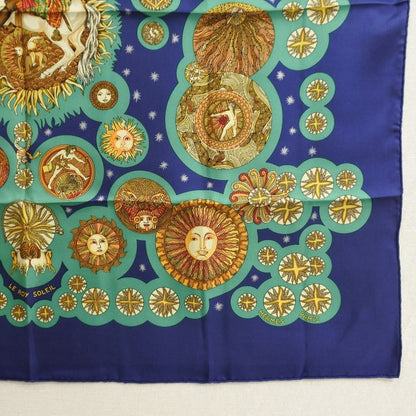 Hermes Carré 90 Silk Blue Women's Scarf