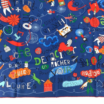 Hermes Carre 90 Les Confessions Confession Blue Scarf 100% Silk