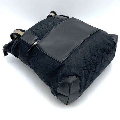 Gucci 019 0402 Tote Handbag GG Canvas Leather Black Simple Casual Ladies Men