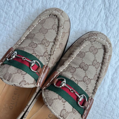 Gucci Horsebit Loafers GG Canvas Sherry Line 37 24cm (9.45in) Women's Brown