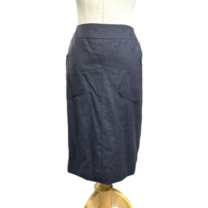 Chanel 03aw Wool Cashmere Silk Coco Mark Side Zip Skirt with Pockets Wool