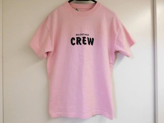 Balenciaga - 20SS 612965 100% Cotton CREW Logo Short Sleeve T-shirt Pink XS