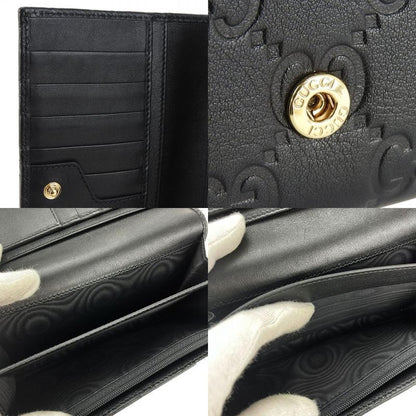 Gucci Long Wallet 244946 Guccissima Cima Leather Black Gold Hardware Everyday