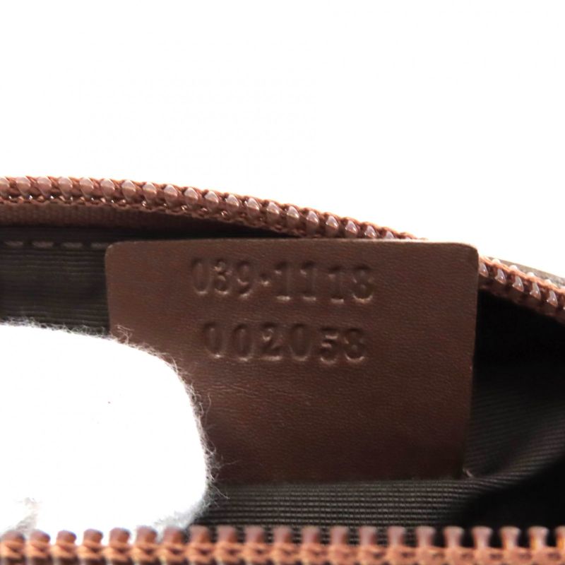 Gucci 002058 GG Canvas Leather Use Cosmetic Pouch Brown With Box Made In Italy