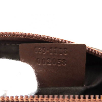 Gucci 002058 GG Canvas Leather Use Cosmetic Pouch Brown With Box Made In Italy