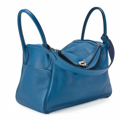 Hermes Lindy 30 2-way Shoulder Bag Taurillon Clemence Blue Baon And Blue Paon