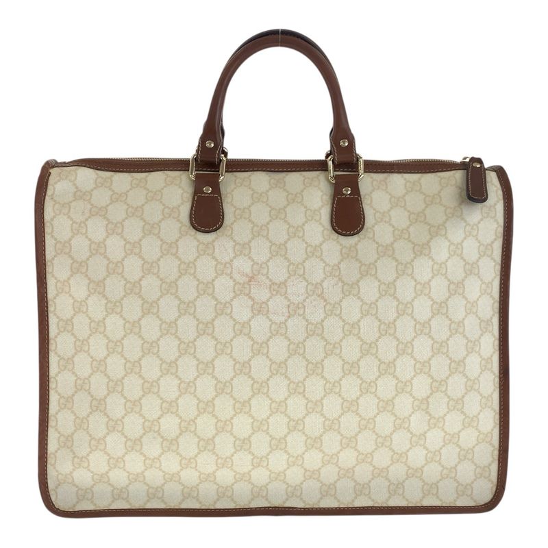Gucci GG Plus Brown Ivory Gold Hardware Pvc/leather 189899 Business Bag