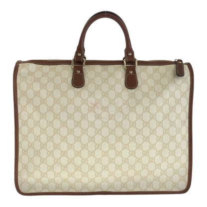 Gucci GG Plus Brown Ivory Gold Hardware Pvc/leather 189899 Business Bag