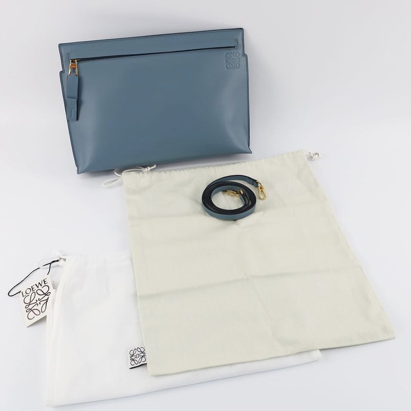 Loewe T Pouch Shoulder Bag Anagram Light Blue Light Blue Gold Hardware