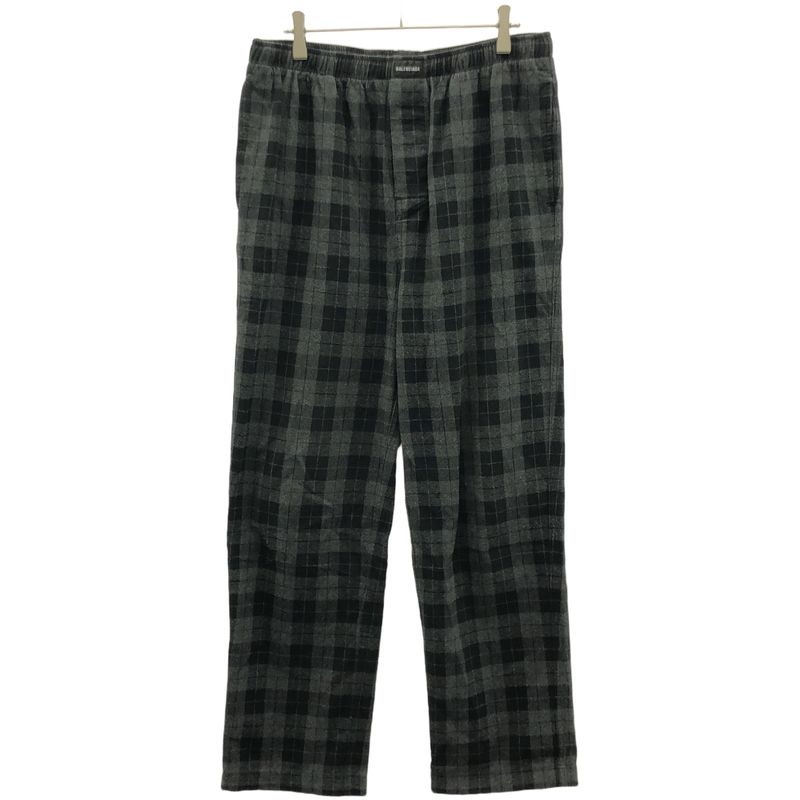 Balenciaga Check Flannel Easy Pants 534295 Tem20 Black and Gray 46